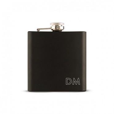 Summer Vibes Initials Personalized Black Hip Flask