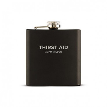 Thirst Aid Etched Black Hip Flask