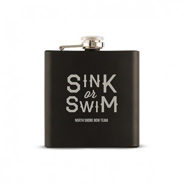 Sink Or Swim Etched Black Hip Flask