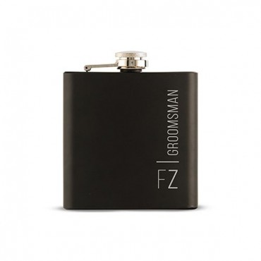 Vertically Personalized Black Hip Flask