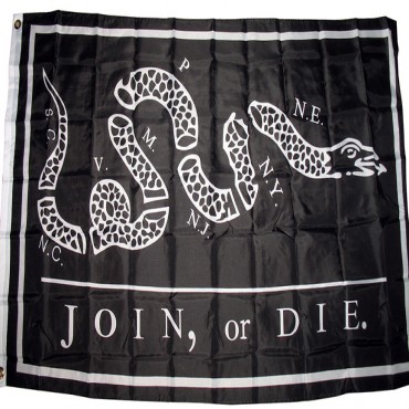 3x5 Super Polyester Black Reverse Join or Die Flag indoor Outdoor