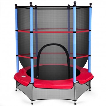 55 In. Kids Jumping Trampoline With Safety Pad Enclosure Combo