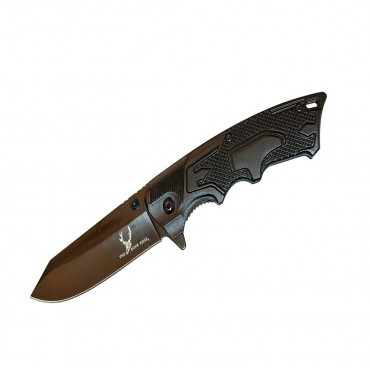 8 in. Black Stainless Steel Blade S/A Pocket Knife Metal Handle W/ Belt Clip