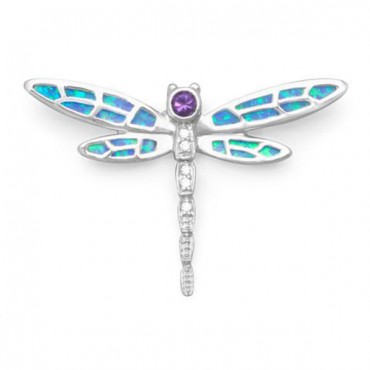 Synthetic Opal and CZ Dragonfly Slide