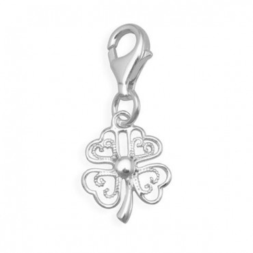 Filigree Four Leaf Clover Charm with Lobster Clasp