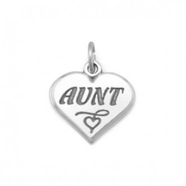 Oxidized Heart Charm with - Aunt