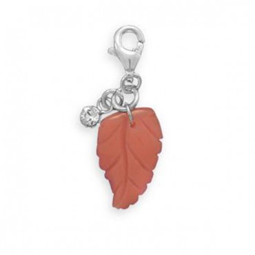 Glass Leaf Charm with Lobster Clasp