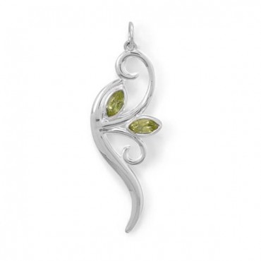 Peridot Leaf and Branch Pendant