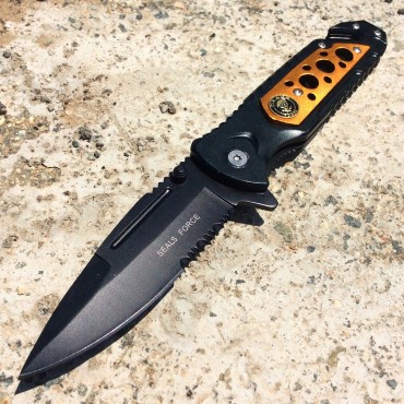 8 in. Seals Force Orange Spring Assisted Knife with Clip