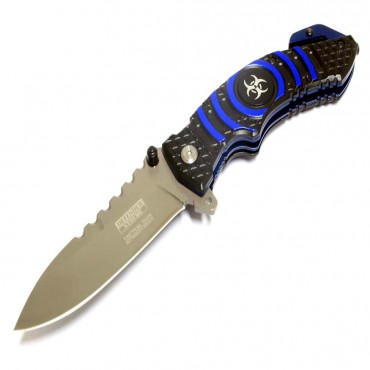 8 in. Defender Xtreme Spring Assisted Knife with Belt Clip - Blue