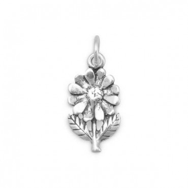 Flower with Stem - Leaves Charm