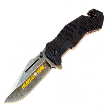8 in. Hunt-Down Black Folding Spring Assisted Knife with Belt Clip