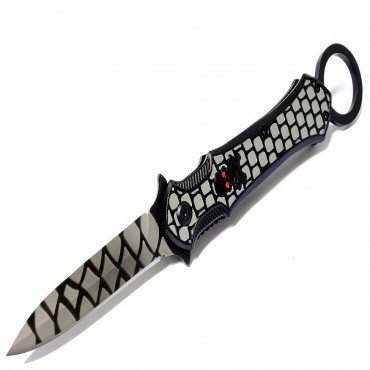 9 in. Black And Grey Folding Spring Assisted Throwing Knife with Belt Clip