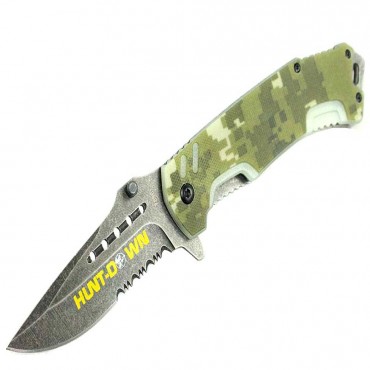 8 in. Hunt-Down Camouflage Folding Spring Assisted Knife with Belt Clip