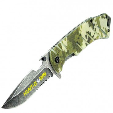 8 in. Hunt-Down Camouflage Folding Spring Assisted Knife with Bottle Opener