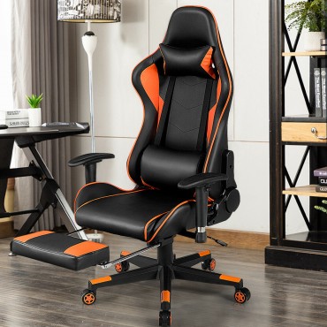 Reclining Racing Chair With Lumbar Support Footrest