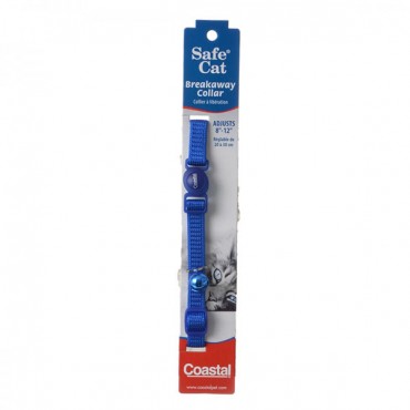 Coastal Pet Safe Cat Nylon Adjustable Breakaway Collar - Blue - 8 in. - 12 in. Neck - 4 Pieces