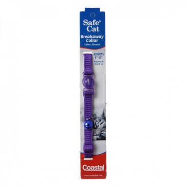 Coastal Pet Safe Cat Nylon Adjustable Breakaway Collar - Purple - 8  in. - 12 in. Neck - 4 Pieces