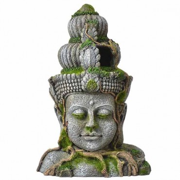Exotic Environments Cambodian Warrior Statue with Moss Aquarium Ornament - 8.25 in. L x 6 in. W x 12 in. H