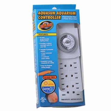 Zoo Med Aquatic Aqua Sun Aquarium Controller Timer and Powers trip - 8 Outlet Powers trip with 24 Hour Timer