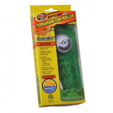 Zoo Med ReptiCare Terrarium Controller with Power Strip - 8 Outlet Powers trip with 24 Hour Timer