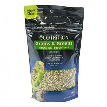 Ecotrition Grains and Greens Nutritional Supplement for Parakeets - 8 oz - 5 Pieces