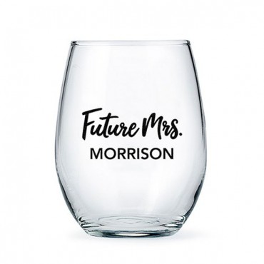 Personalized Stemless Wine Glass - Future Mrs Print