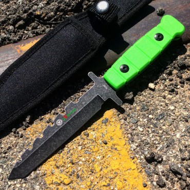 9 in. Zomb-War Stainless Steel Hunting Knife with Stone Washed Blade