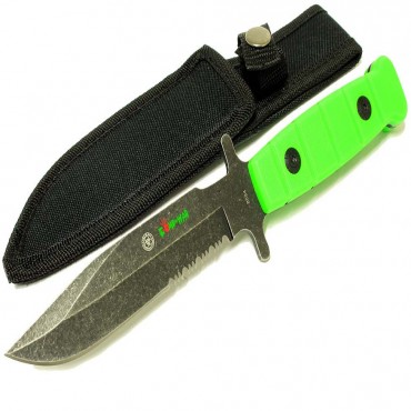 9 in. Zomb-War Stainless Steel Hunting Knife with Stone Washed Blade