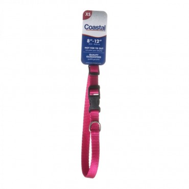 Tuff Collar Nylon Adjustable Collar - Pink Flamingo - 8 -12 Long x 3 8 Wide