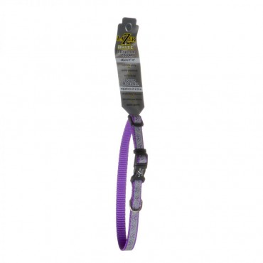 Lazer Brite Reflective Open-Design Adjustable Dog Collar - Purple Daisy - 8 - 12 Long x 3 8 Wide