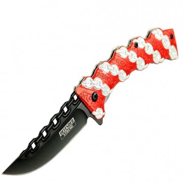 8 in. Defender Xtreme Red Chain Spring Assisted Knife