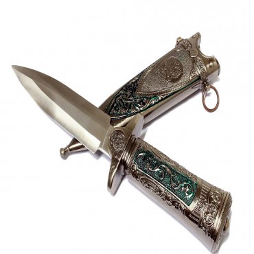 11 in. Silver Color Mongolian Dagger with Sheath
