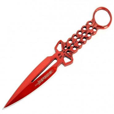 8 in. Defender Red Skull Throwing Knife with Sheath