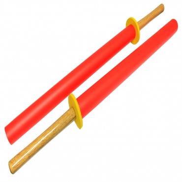 35 in. Red Hard Wood Practice Sword Set 2pc