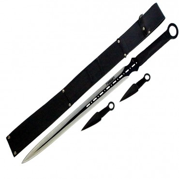 28 in. Defender Xtreme Ninja Sword and Throwing Knife Set with Sheath