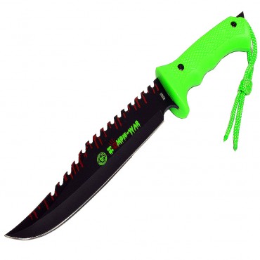 13 in. Zombie-War Stainless Steel Hunting Knife with Neon Green Handle
