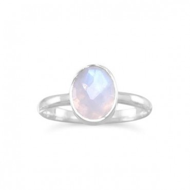 Faceted Moonstone Stackable Ring