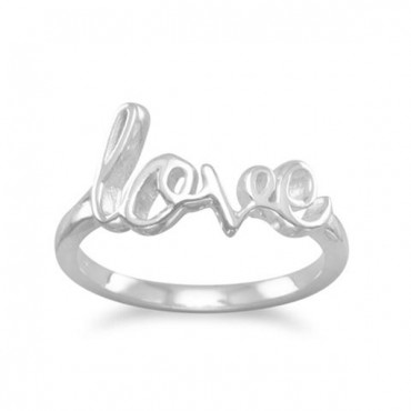 Polished Script love Ring