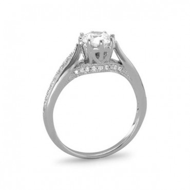 Rhodium Plated Solitaire CZ Ring