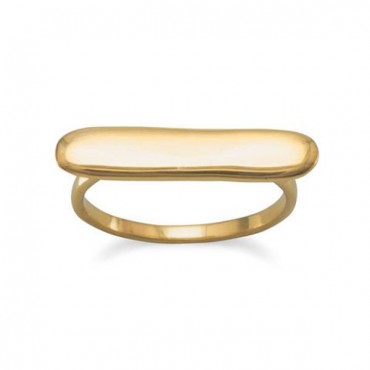 Engravable Polished 14 Karat Gold Plated Bar Ring