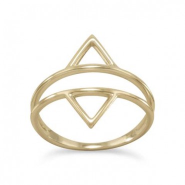 14 Karat Gold Plated Double Triangle Ring