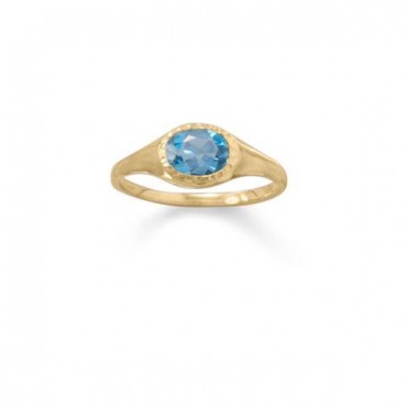 14 Karat Gold Plated Blue Topaz Ring
