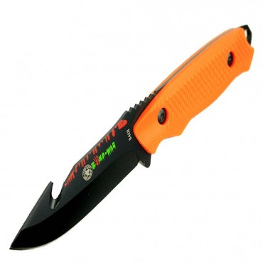 8 in. Zomb-War Gut Hook Hunting Knife with Sheath Orange