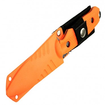 8 in. Zomb-War Gut Hook Hunting Knife with Sheath Orange