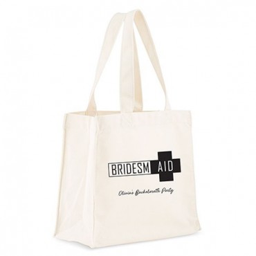 Personalized White Cotton Canvas Tote Bag - Bridesmaid Survival Kit