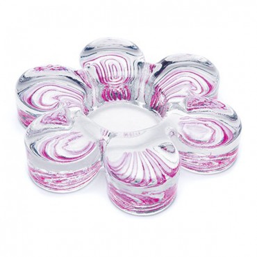 Glass Flower Candle Or Tealight Holder - 2 Pieces