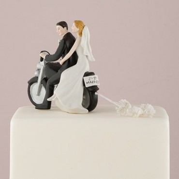 Motorcycle Get-away Wedding Couple Figurine