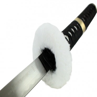 41 in. Black and White Collectible Katana Samurai Sword with Cross Design