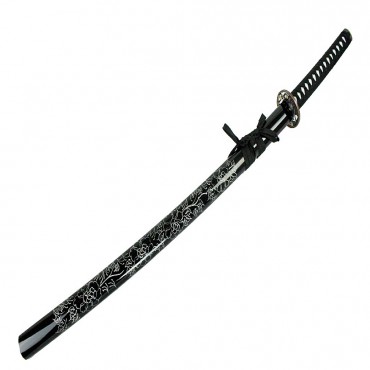 40.5 in. Black Collectible Katana Samurai Sword With Flower Design